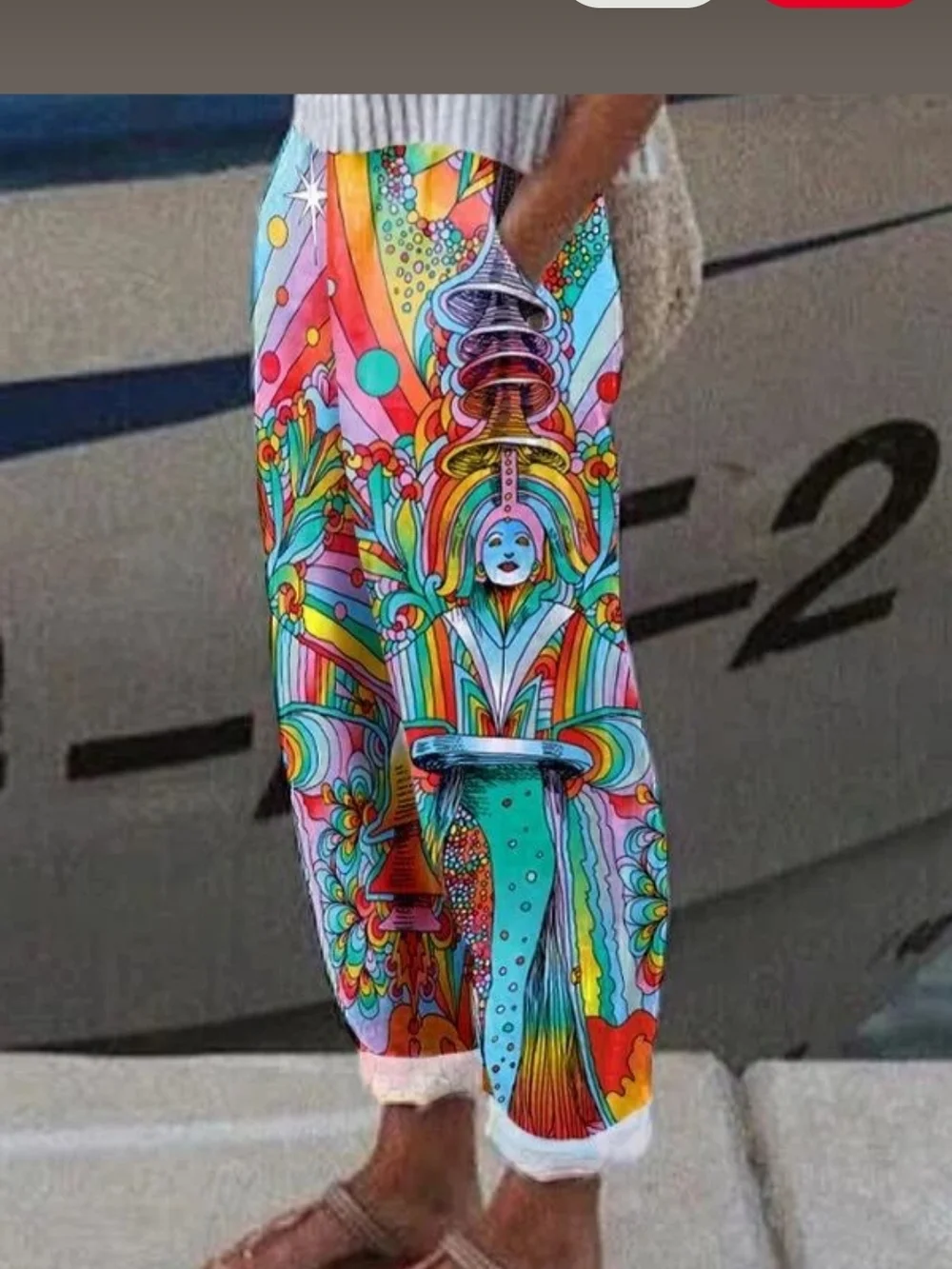 Colorful Medium Pull On Pants With Elastic Waistband And Pockets - Picture 1 of 8
